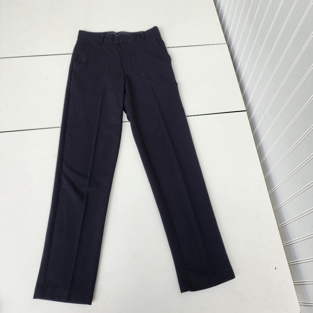 Van Heusen Boys Flex Stretch Flat Front Dress Pants Black Sz 12 SLIM